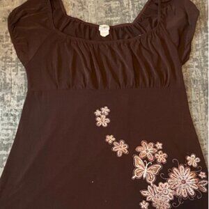 baby doll top with embroidery